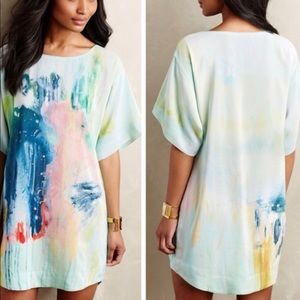 Anthropologie painted silk tunic dress